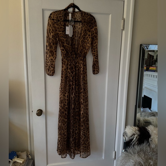 Rat & Boa Leopard Silk Maxi Dress sz S - Picture 6 of 15